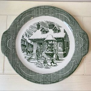 The Old Curiosity Shop Handled Cake Plate Green